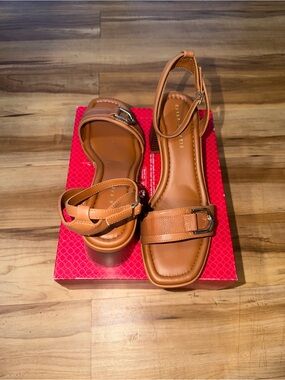 Kelly & Katie Tan Ankle-Strap Block Heel Sandals